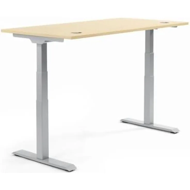 Soennecken Schreibtisch 1800x605-1255x800mm Platte Ahorn Gestell silbe
