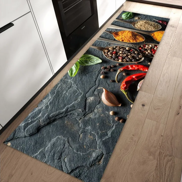 Primedeco Teppich Küchenteppich Küchengewürze PVC rutschfest abwaschbar Läufer, Rechteckig, Höhe: 3 mm, Pflegeleicht & Wasserabweisend
