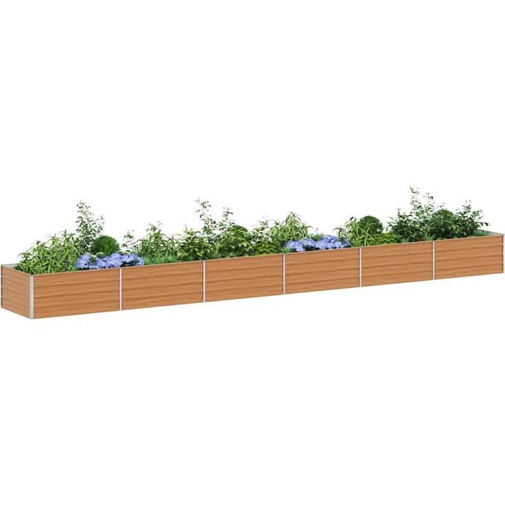 vidaXL Hochbeet Hellbraun 600 x 80 x 45 cm Verzinkter Stahl 42017342 – Bild 2