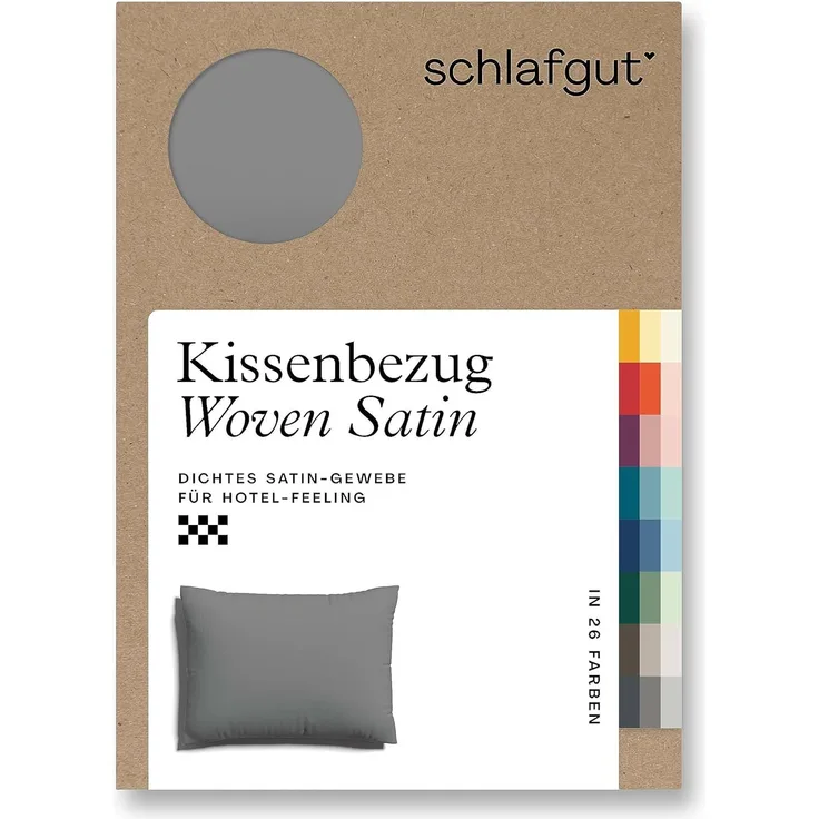 Schlafgut Woven Satin Bettwäsche|Kissenbezug einzeln 60x80 cm| grey-mid