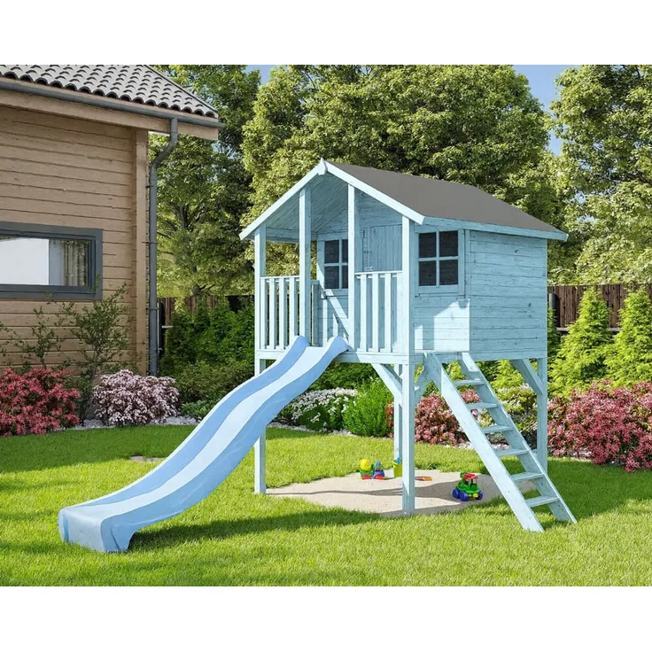 Limited Edition Stelzenhaus Tom / Toby mit Rutsche pastellblau