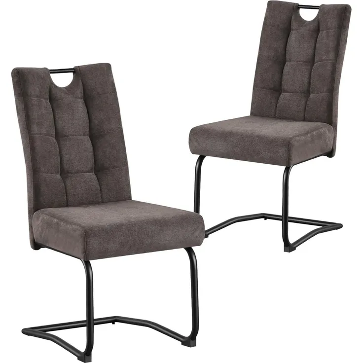 B&D home Esszimmerstühle SOFIA 2er Set | Freischwinger Stühle Schwingstuhl für Esszimmer, Küche, Büro | retro industrial | Webstoff Cappuccino