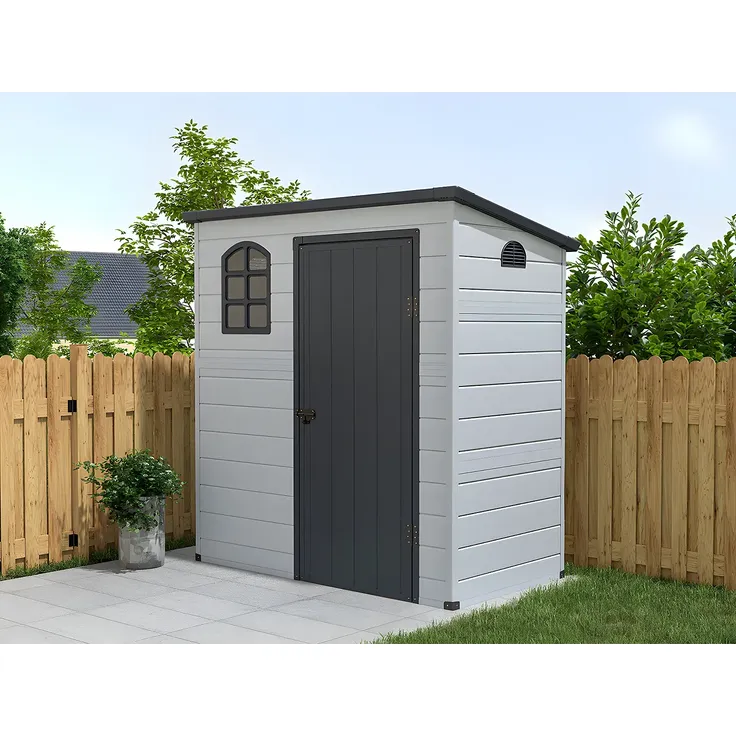 Vente-unique - NERIO Gartenhaus Harz GrauGrau - B 97 cm x H 175 cm x L 180 cm