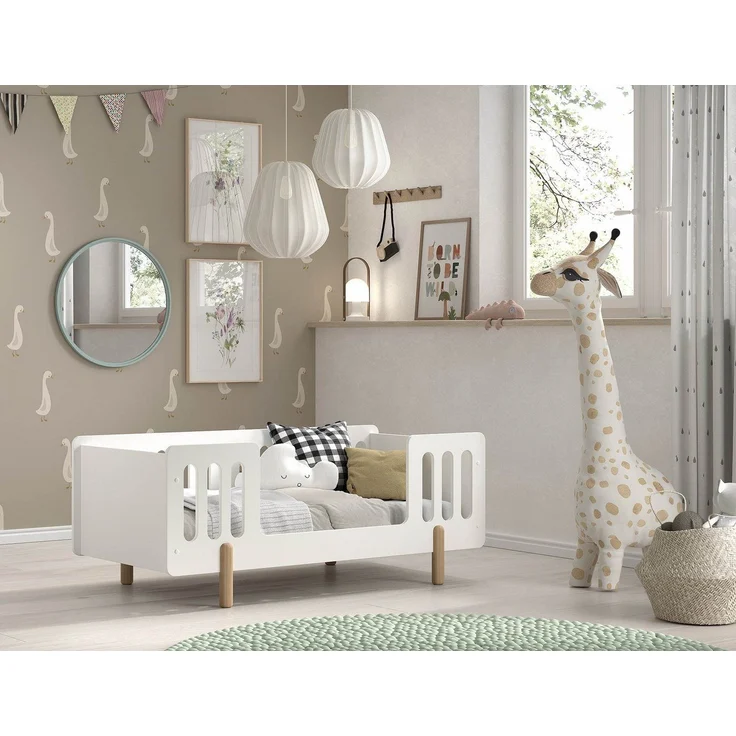Vipack Kinderbett Smile, Juniorbett 70/140 cm, inkl. Rolllattenrost, MDF weiß lackiert (B/H/T ca. 150x60,2x74cm, niedriger Betteinstieg, stabil gebaut), 0 – Bild 5