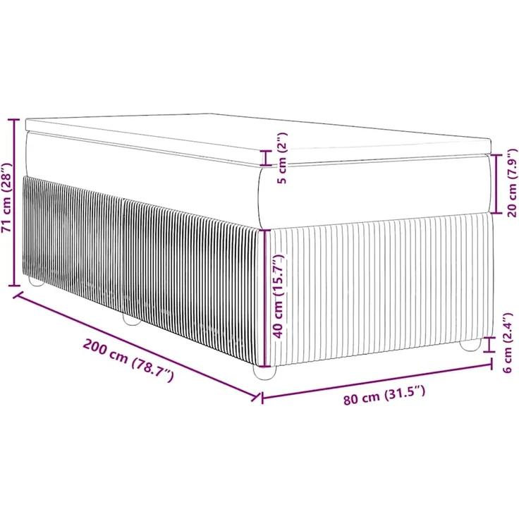 vidaXL Boxspringbett mit Matratze Rosa 80x200 cm Samt 3285607 – Bild 12