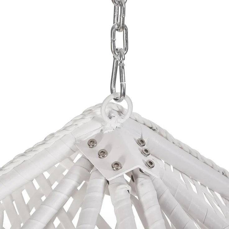 Luxus Hängesessel Style XXL Rattan Korb und Gestell Weiss mit Relaxkissen Braun – Bild 5