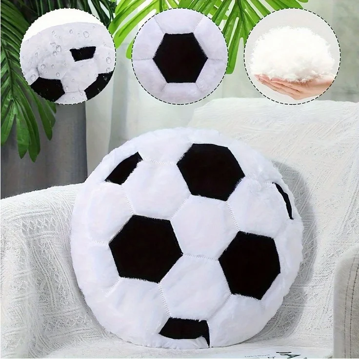 FOUORTUNATE-BEE Dekokissen Plüsch weiche Flauschige Fußball Rückenkissen Sitzkissen, Fußball kreative Zimmer Dekorationen Geschenk für Fußballliebhaber – Bild 4