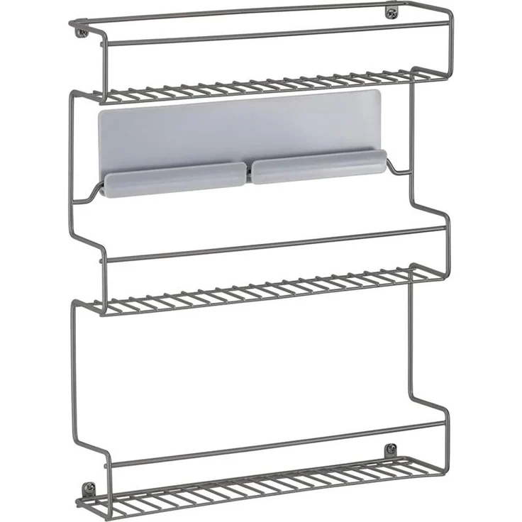 mDesign Gewürzregal Küchenregal Organizer selbstklebend 3 Ebenen Metall Graphit – Bild 1