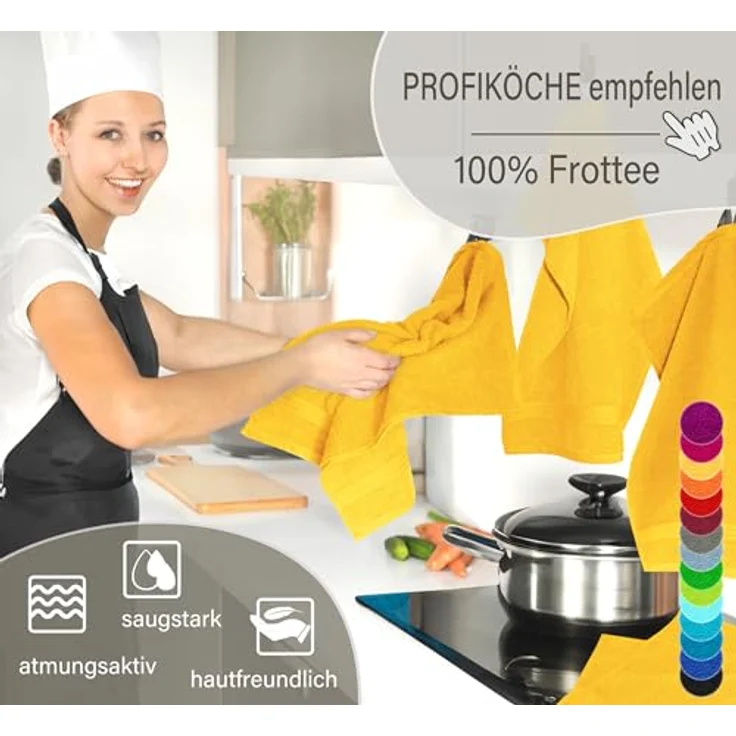 Lashuma Geschirrtuch Premium, (Spar-Set, 4-tlg, Küchenhandtücher 50x50 cm), kleine Frottee Handtücher für Küche, Bad, Garten, Camping – Bild 5