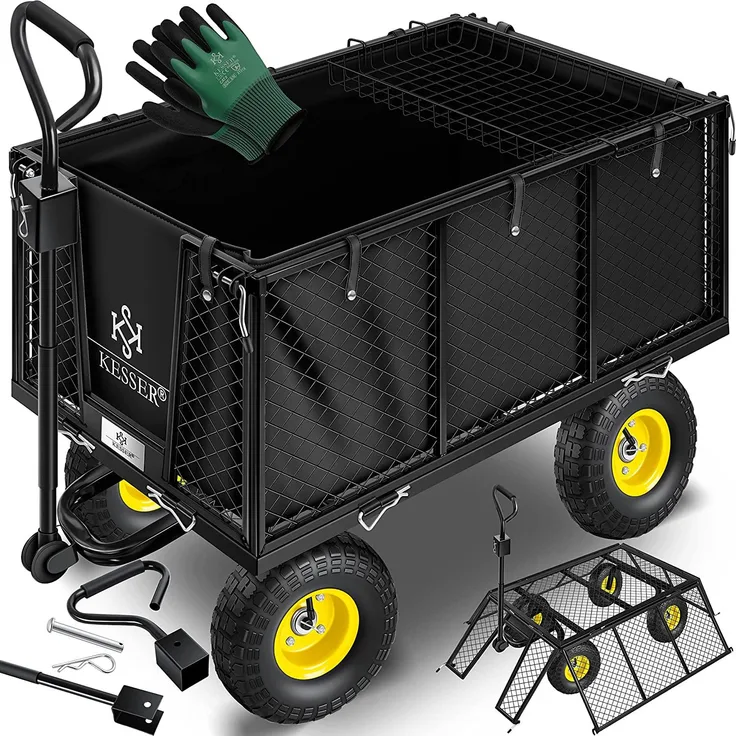 Kesser® Bollerwagen 550kg Transportwagen, Handwagen NEU Bollerwagen 550Kg (Schwarz)
