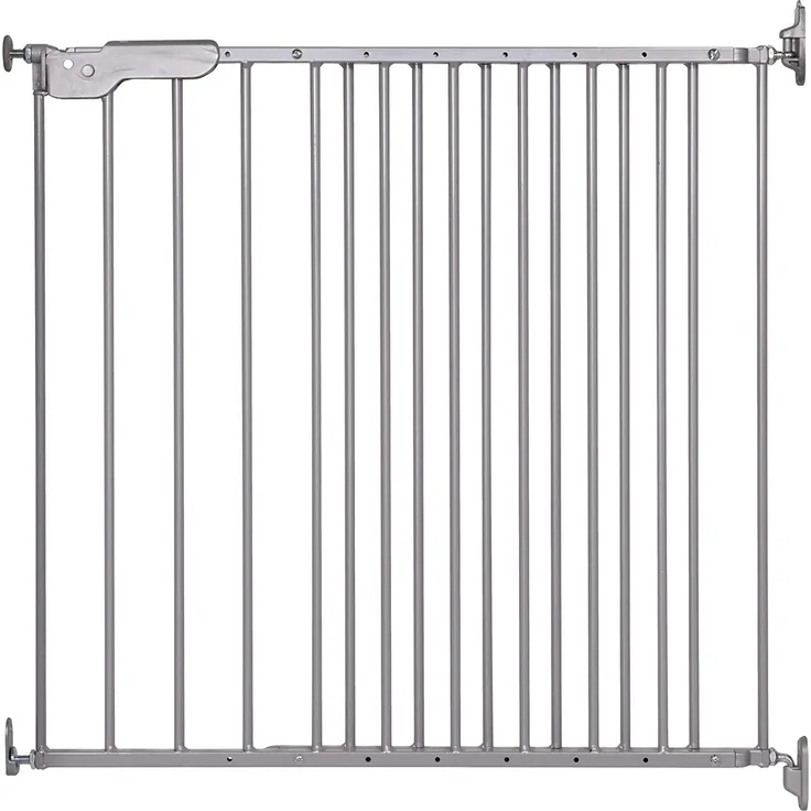 DOLLE Türschutzgitter | Treppenschutzgitter aus Metall | Farbe: Grau | Breite: 74,4-113 cm | Schwenkbares Kindersicherheitsgitter mit Einhand-Sicherheitsverschluss | TÜV/GS geprüft | zum Schrauben