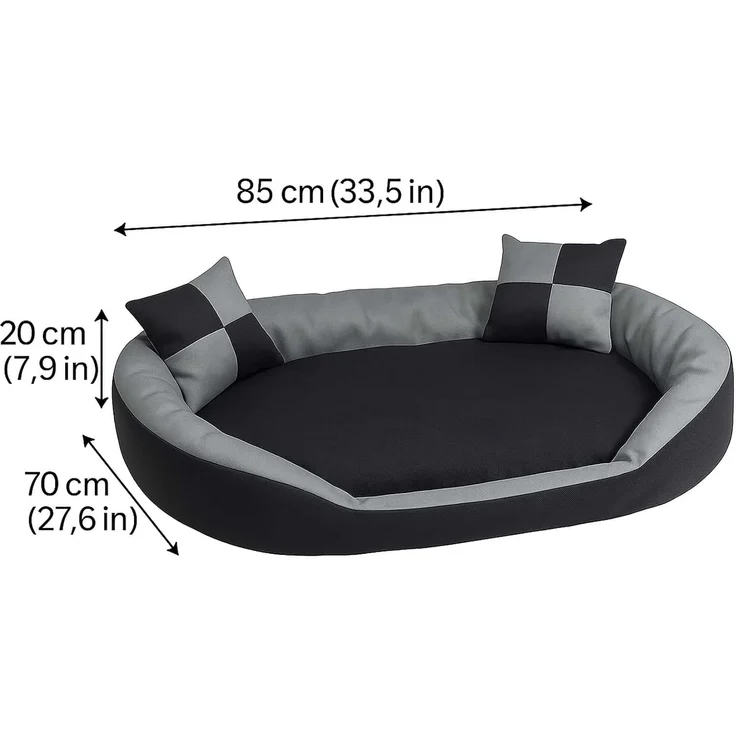 Hossis Wholesale Hundebett Grau Größe M 85x70x20cm | Kuscheliges Hundesofa mit Wendekissen & Zierkissen | Waschbar & abwischbar | Bequemes Hundekörbchen für kleine Hunde | Geruchsfrei – Bild 4