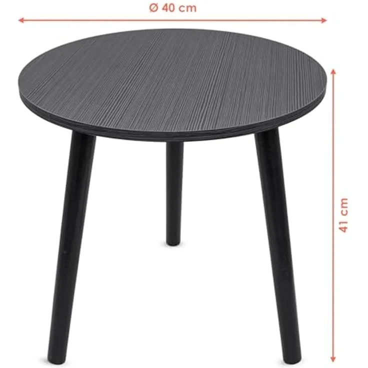 Spetebo Beistelltisch Holz Sofatisch schwarz rund - 41 x 40 cm im eleganten Design (Anzahl, 1-St, Stück), mit 3 Beinen – Bild 3