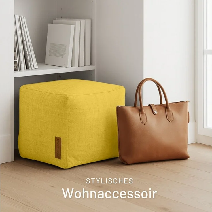 Green Bean Pouf Cube Linen (Indoor Sitzhocker Sitzkissen Fußhocker Relax-Sessel, Made in Germany), die ideale Ergänzung zum Sitzsack – Bild 3