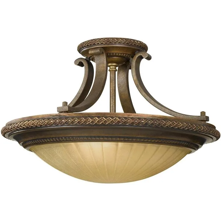 Deckenleuchte, Stahl Glas, Gold/Bronze, D 45,7 cm