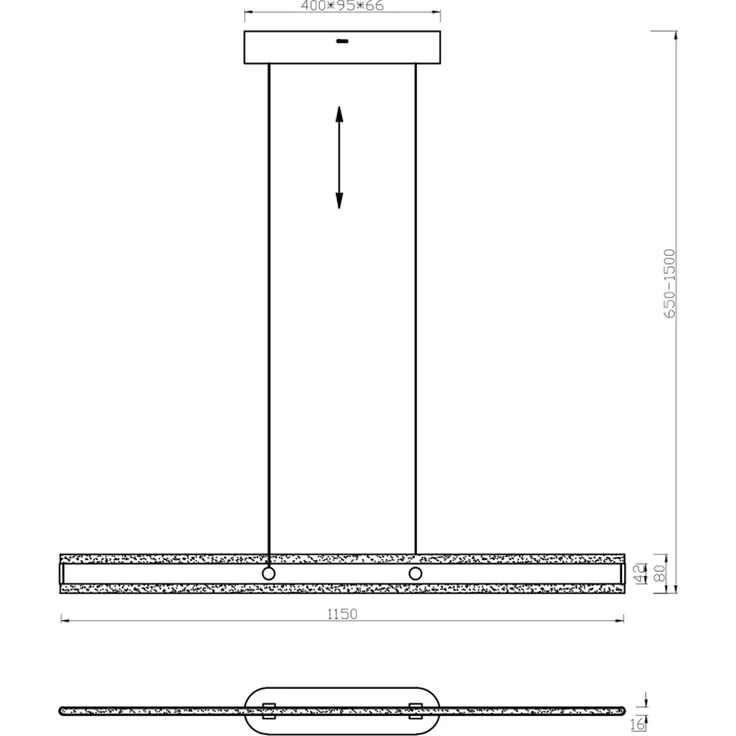 LED Pendelleuchte ARCOLA stufenlos höhenverstellbar Silber, Breite 115cm – Bild 8