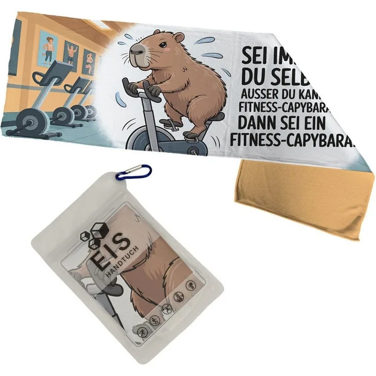 speecheese Sporthandtuch Sei ein Fitness-Capybara Eishandtuch XL mit lustigem Spruch