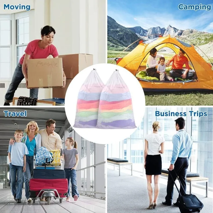 XXL Wäschesack 2er Set mit Kordelstopper 60x90cm für Waschmaschine & Reisen – Bild 7