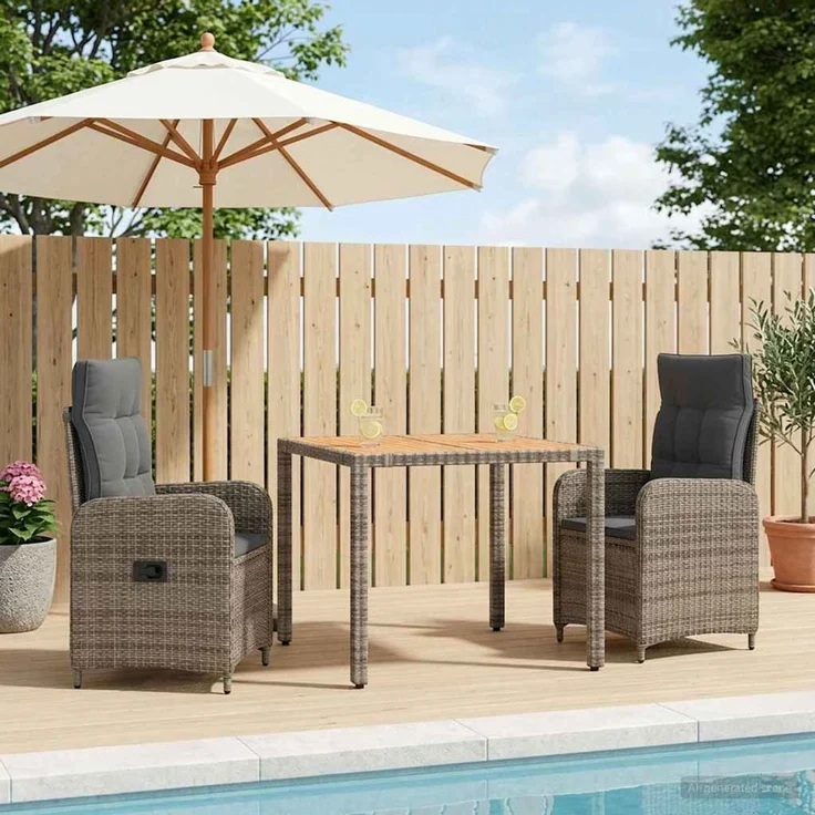 vidaXL Outdoortisch-Set 3 stk. Hellgrau und Dunkelgrau 90 x 90 x 75 cm 3422284 – Bild 1