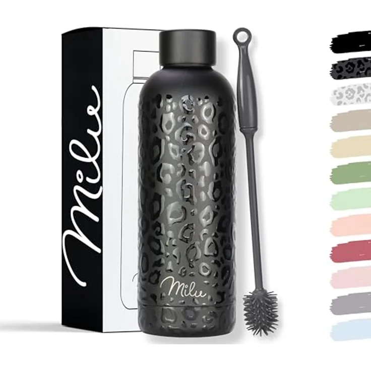Milu Isolierflasche Isolierflasche aus Edelstahl mit Trageschlaufe, Thermosflasche auslaufsicher