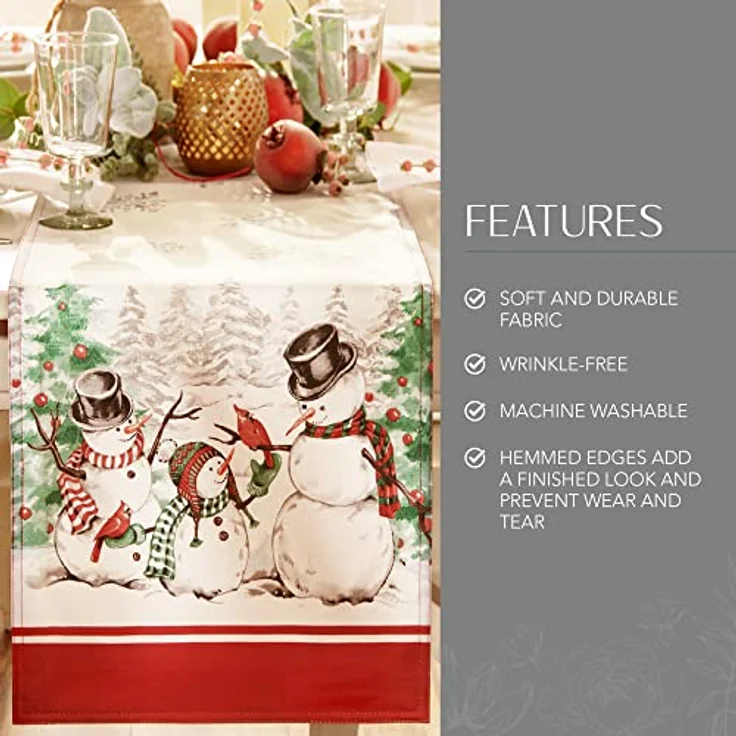 Elrene Home Fashions Snowman Winterland Holiday Snowflake Tischläufer, Bunt, 13"x70" (Table Runner) – Bild 4