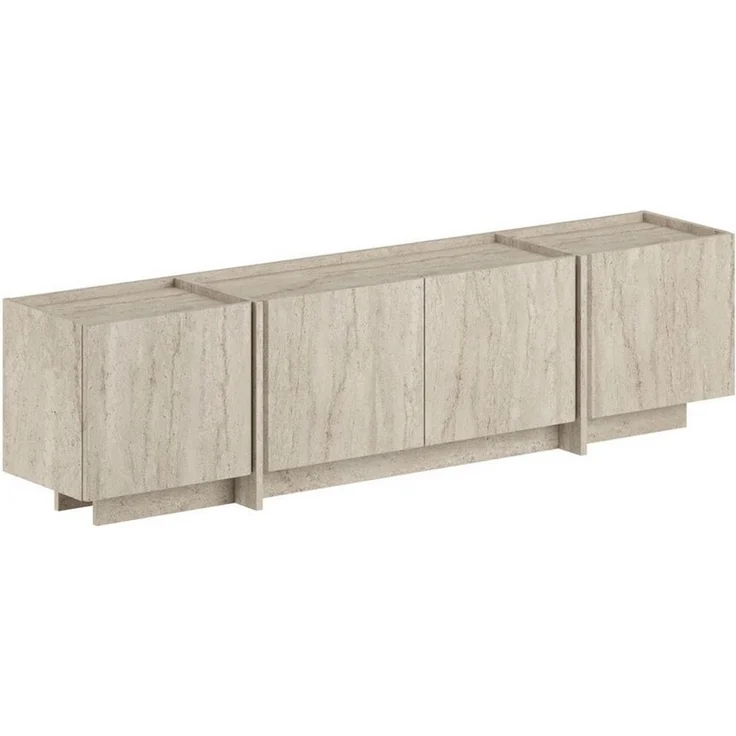 Modern TV Stand, Travertine Color, 180 x 46 x 35 cm | 100% Melamine Coated Particle Board, 18 mm Thickness | Soft-Close Hinges, Stylish Design for Living Room & Entertainment Spaces – Bild 5