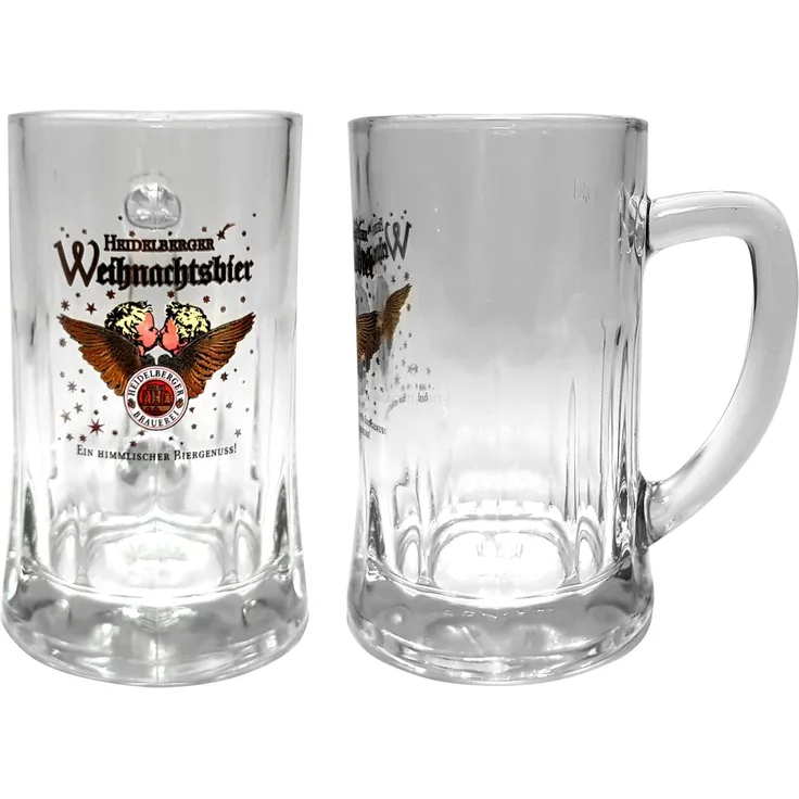 Heidelberger Weihnachtsbier Krug Glas mit Henkel - 2 Stück