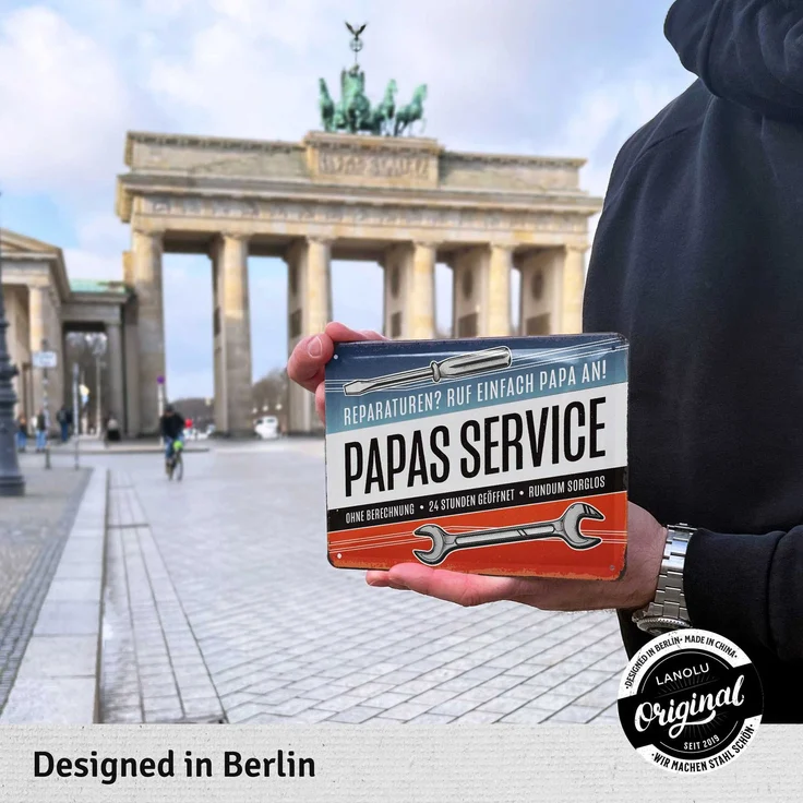LANOLU Blechschild Papas Service - 15x20cm – Metall – Mehrfarbig – 15104 – Bild 2