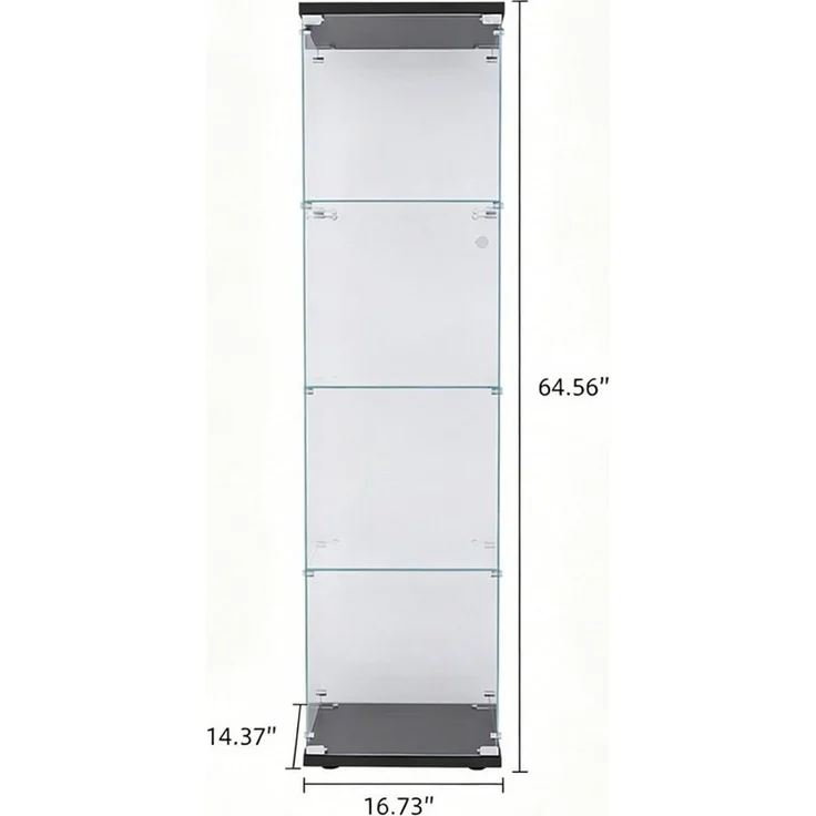 Simurq Glasvitrine Standvitrine aus gehärtetes Glas, Vitrinenschrank mit Glastüren (Glas vitrine mit 2 Glastür und 4 Lagen,Glasschrank mit Schloss) Sammlervitrine mit Kippsicherung,Modernes rahmenloses Design – Bild 2