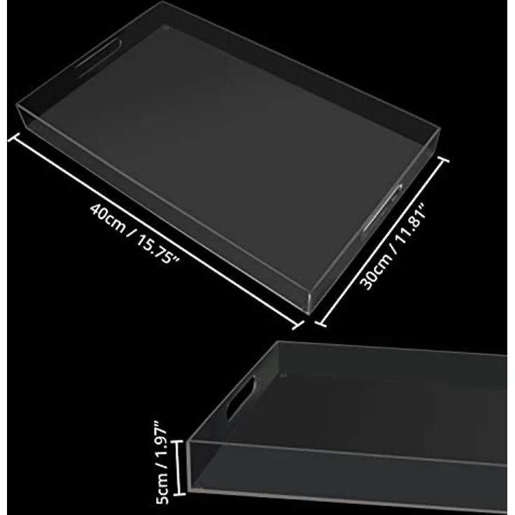 Kurtzy Organizer Acryl Serviertablett - 40 x 30 cm, Acryl Serviertablett für Getränke, Frühstück & Essen - L40 x B30 cm – Bild 2