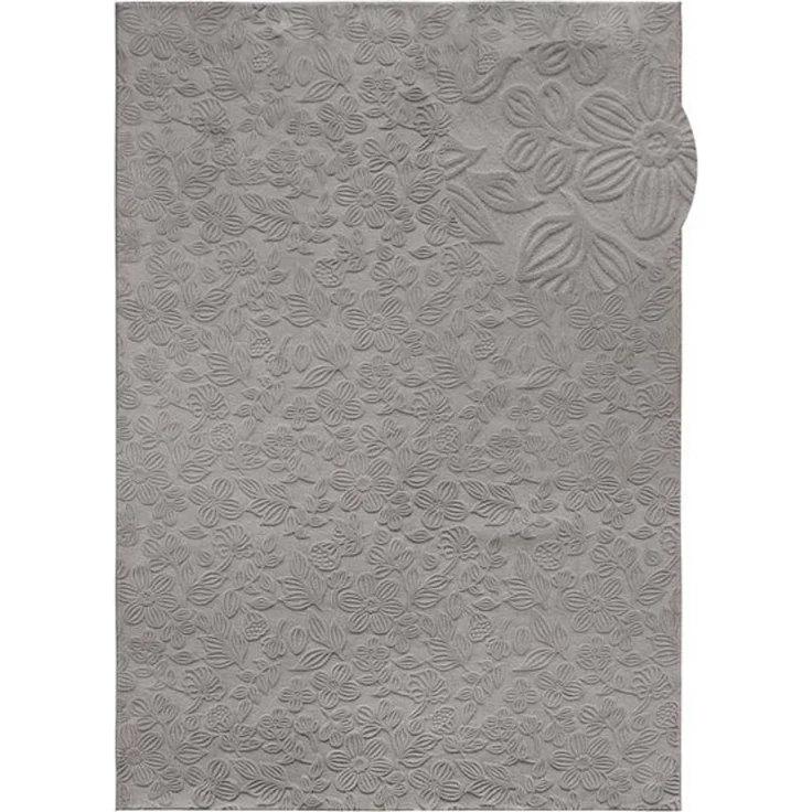 TaraCarpet Teppich TaraCarpet Homestyle 375 Flora, rechteckig, Höhe: 10 mm, Blätteroptik hoch-tief weich waschbar grau 50x80 – Bild 4