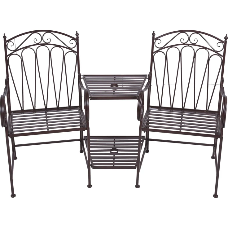 Gartenbank RENEE - 157cm Breit, Stahl, Rostbraun | Doppel Terrassenbank Wetterfest Sitzbank Outdoor – Bild 1