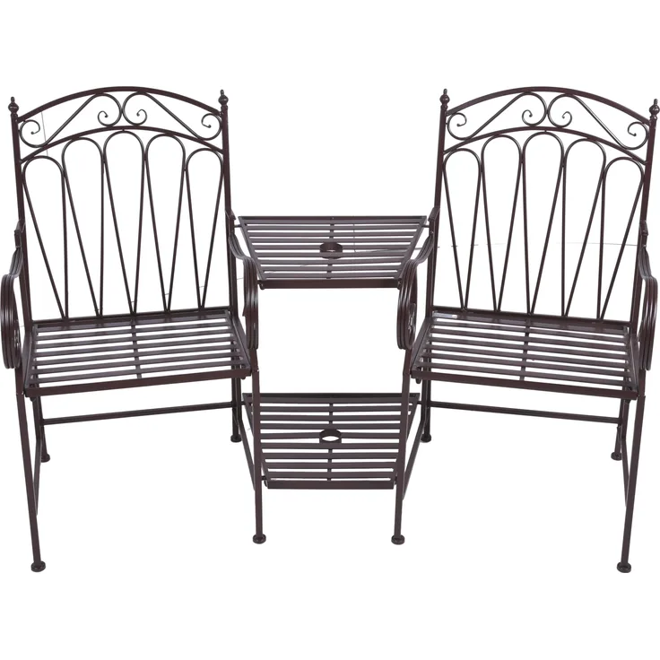 Gartenbank RENEE - 157cm Breit, Stahl, Rostbraun | Doppel Terrassenbank Wetterfest Sitzbank Outdoor