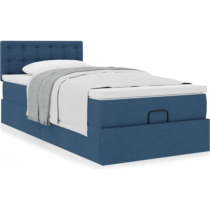 vidaXL Ottoman-Bett mit Matratze Blau 90x200 cm Stoff 3311600 – Bild 12