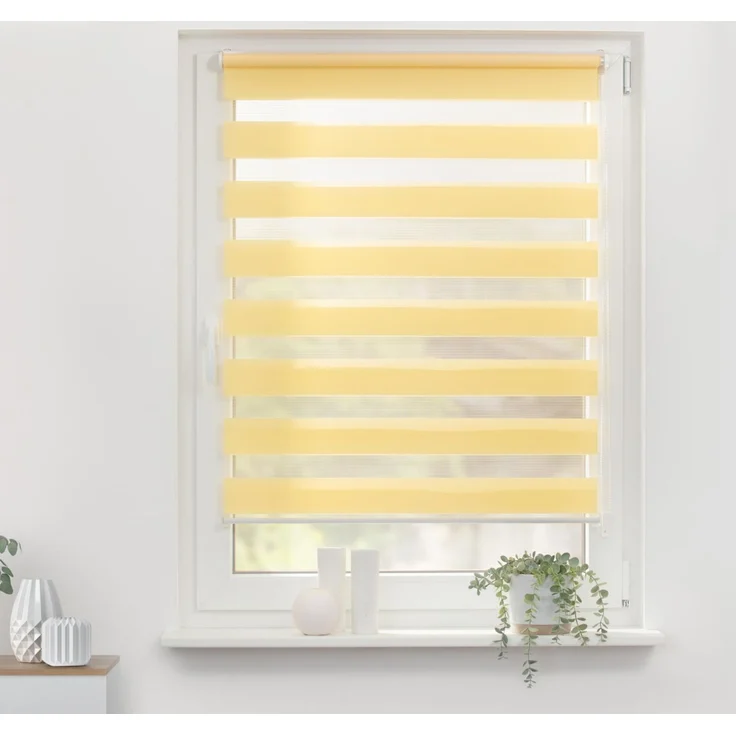 Lichtblick Doppelrollo Kopenhagen 45x150 cm (BxL) Gelb modernes Duo Rollo; Klemm- und schraubbar; Lichtdurchlässig und blickdicht – Bild 1