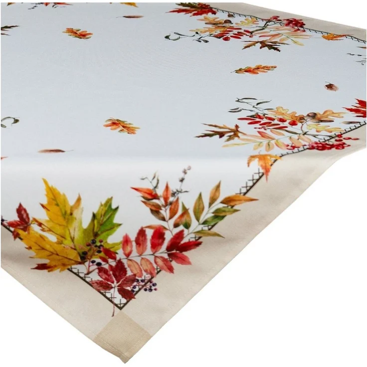 matches21 HOME & HOBBY Tischdecke Tischdecke Herbst 85x85 cm mit bunter natürlicher Blätter-Bordüre (1-tlg), Tischdeko für Küche & Tisch – Bild 2