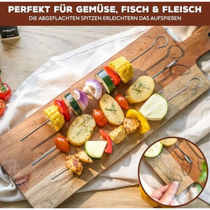 bremermann Grillspieß 6 Grillspieße mit Halterung // Edelstahl // BBQ Grillspießhalter-Set (6-St), mit Halterung – Bild 5