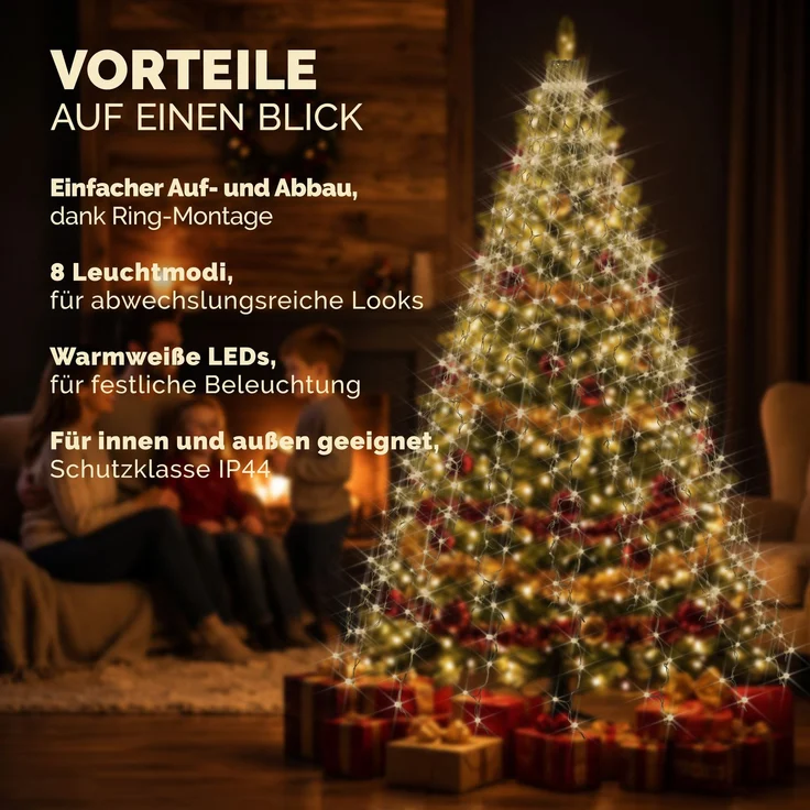Monzana® Weihnachtsbaumbeleuchtung mit Ring 1,5m LED Lichterkette – Bild 9