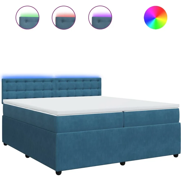vidaXL Boxspringbett mit Matratze Blau 200x200 cm Samt 3290146 – Bild 2