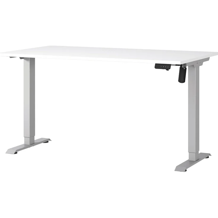 Germania Schreibtisch 8023-639, in Weiß/Silber, elektr. höhenverstellbar, 140 x 119 x 80 cm (BxHxT) – Bild 1