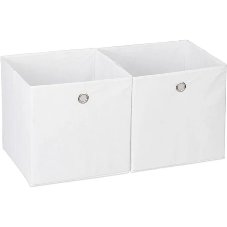 Relaxdays 12 x Aufbewahrungsbox Stoff weiß – Bild 1