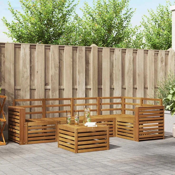 vidaXL Outdoor-Sofagarnitur 6 stk. 5-Sitzer Natur Massivholz Akazie 3374854 – Bild 1