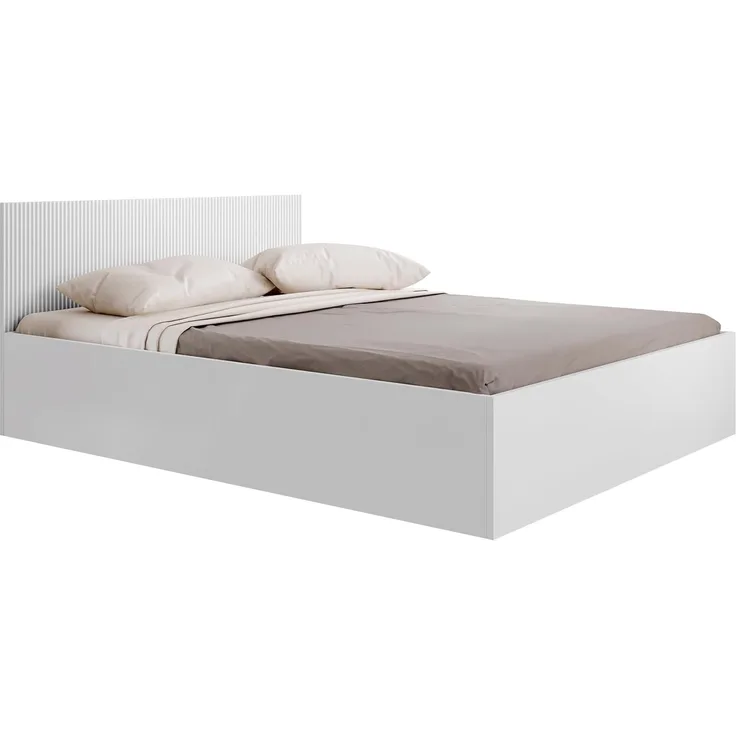 Bett Tireno (Farbe: Weiß Velvet, Größe: 160 x 200)