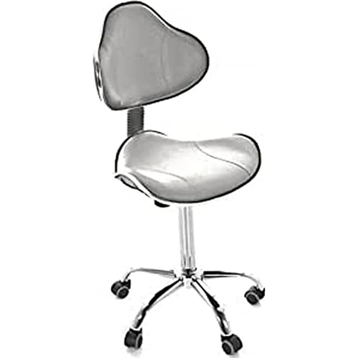 QUIRUMED Ergonomischer Hocker mit Gaslift, Basis mit 5 Rädern, silberfarben, höhenverstellbar, Struktur aus verchromtem Stahl, Kunstleder, Ästhetik, Physiotherapie, medizinische Zentren, Büro – Bild 2