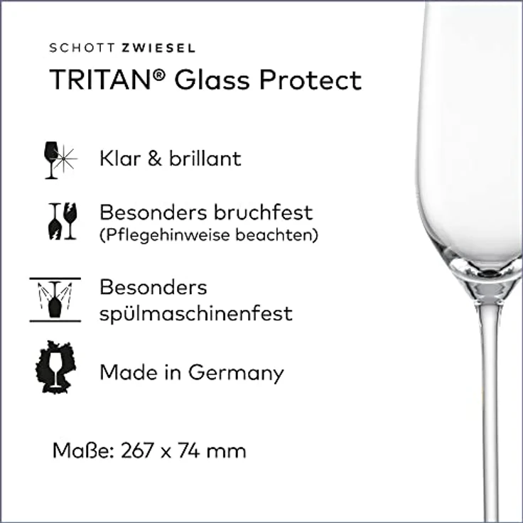 SCHOTT ZWIESEL Sektglas Fortissimo (4er-Set), elegante Champagner Gläser mit Moussierpunkt, spülmaschinenfeste Tritan-Kristallgläser, Made in Germany (Art.-Nr. 123686) – Bild 2