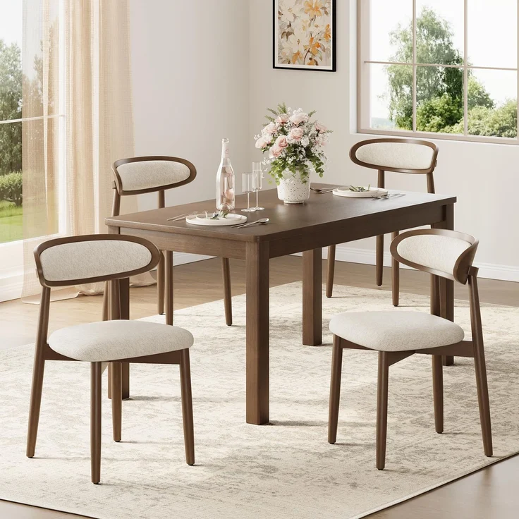 MALOL Esszimmerstühle 4er Set, Stühle Esszimmer, Ergonomischer Stuhl mit Massivholzrahmen, 5cm Schaumpolsterung, Bequeme Polstersitzfläche, Küchenstuhl für Zuhause und Gewerbe, Beige