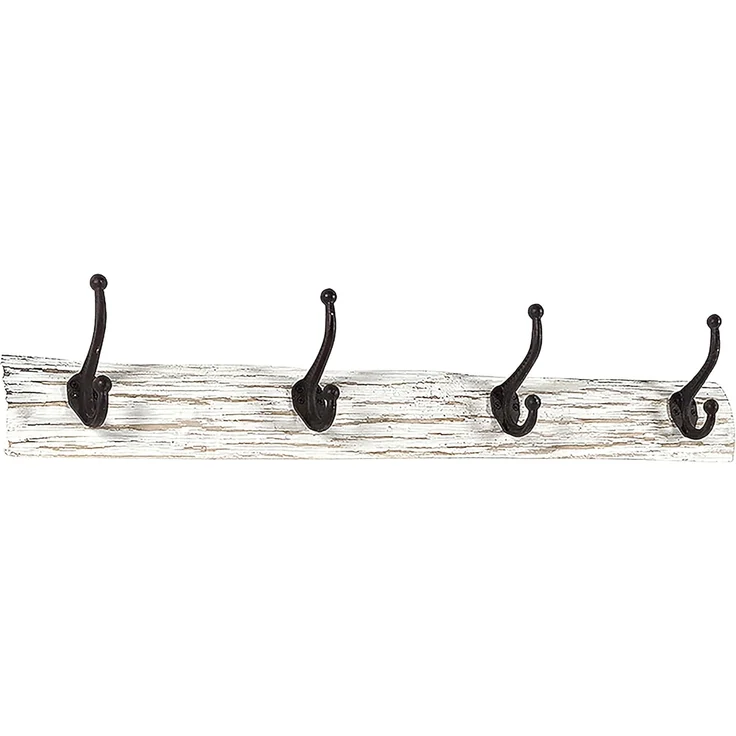 Kobolo Wandgarderobe Garderobe 2er Set VINTAGE Holz und Metall 4 Haken (2 St) – Bild 5