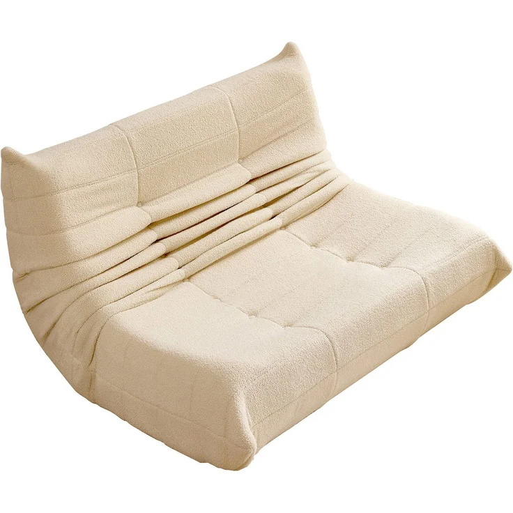 Loungesofa aus Teddy-Velours mit hochdichter Polsterung, ergonomisch, 149x114x82 cm, Beige – Bild 8