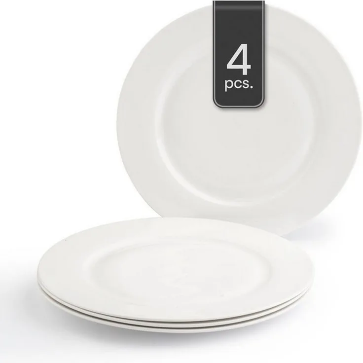 Home4You Speiseteller, Ø 26,5 cm, Bone China, Spülmaschinenfest, (4 St)