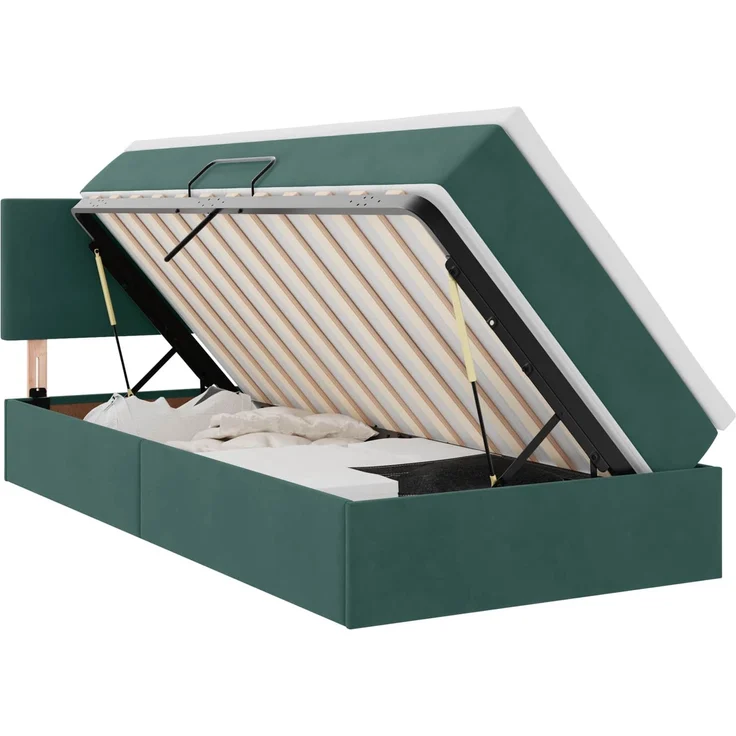 vidaXL Aufbewahrungsbett mit Kopfteil Dunkelgrün 100 x 200 cm Samt 3370680 – Bild 2